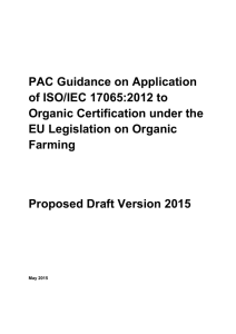 PAC Guidance on Application of ISO/IEC 17065:2012 to Organic