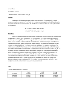 Experiment 2: Gravimetric Analysis of Iron as Fe2O2