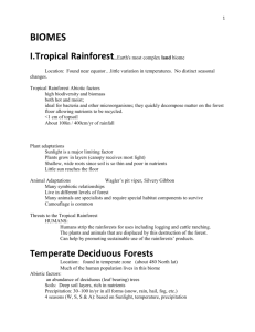 BIOMES I.Tropical Rainforest