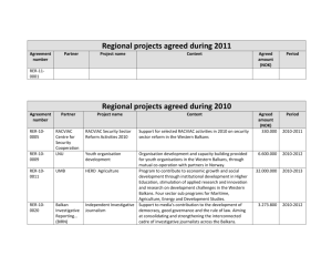 Regional projects agreed during 2010