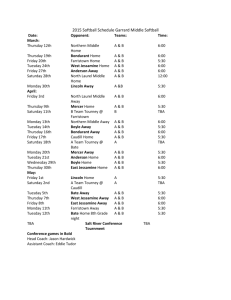 2015 Softball Schedule Garrard Middle Softball Date: Opponent