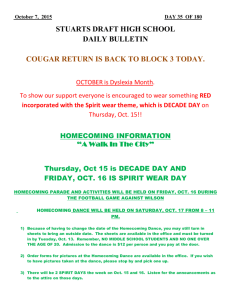 “A Walk In The City” Thursday, Oct 15 is DECADE DAY AND