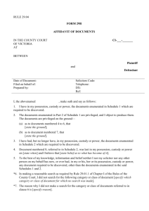 Affidavit of Documents - Prescribed Form