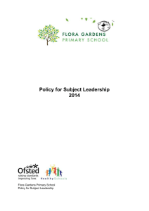 Policy for Subject Leadership 2014