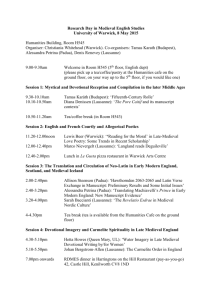 Research Day in Medieval English Studies University of Warwick, 8