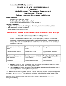 One Child Policy Letter Assessment 2015