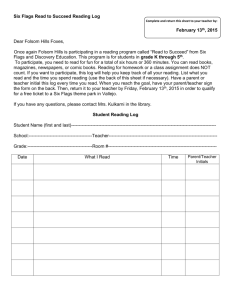 Six Flags Read to Succeed Reading Log Complete and return this