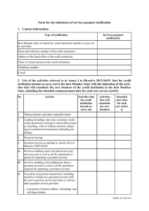 Form for the submission of services passport notification 1. Contact