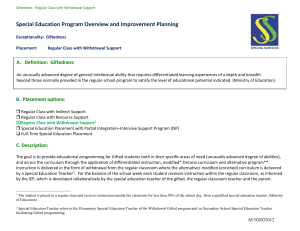 Special Education Program Overview and Improvement Planning
