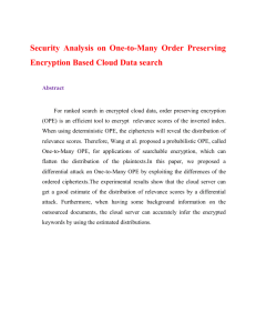 Security Analysis on One-to-Many Order Preserving Encryption