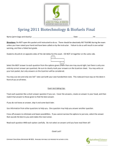 Spring 2011 Biotechnology & Biofuels Final Name (print large and