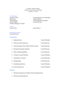 Catholic School Council Meeting Minutes Oct , 2015