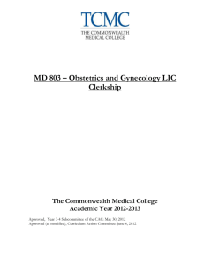MD 803 – Obstetrics and Gynecology LIC Clerkship The