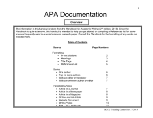 APA Documentation - Bucks County Community College
