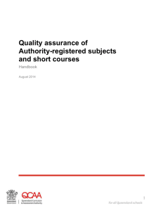 Quality assurance of Authority-registered subjects and short courses