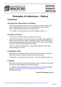Citation and Referencing for History