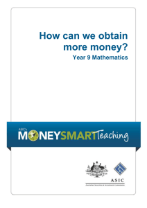 Year 9 Mathematics - How can we obtain more money?