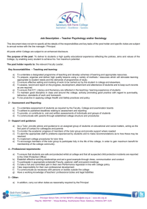 Job Description – Teacher Psychology and Sociology