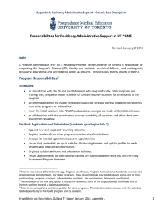 UofT PGME Generic Job Description for Residency Program