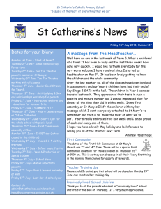 Thursday 14th May 2015 st caths - St Catherine`s Catholic Primary
