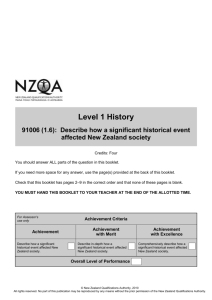 The Maori Battalion - Level 1 sample assessment answer