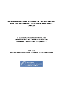 Recommendations For Use Of Chemotherapy For The Treatment Of