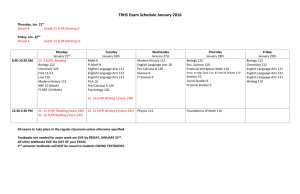 Exam Schedule- January 2016