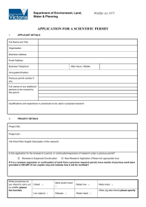 Application for Wildlife Permit