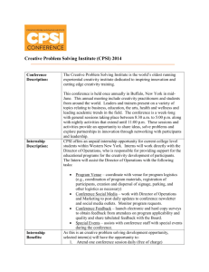 Creative Problem Solving Institute (CPSI) 2014