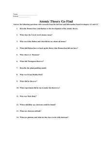 Atomic Theory Go Find and Reading Guide