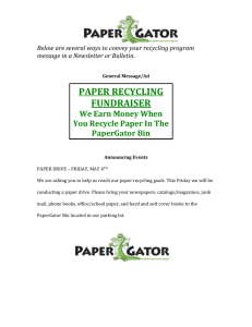 Announcement - Paper Gator Recycling