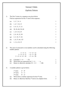 Algebraic Patterns Worksheet
