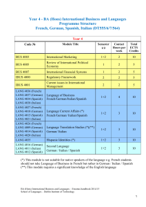 IBL 4 Programme Structure and Module Descriptors 2014-2015