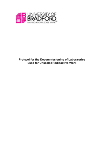 Protocol for the Decommissioning of Laboratories used for Unsealed