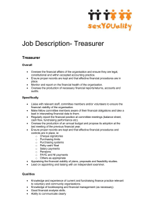 Job Description for a Treasurer