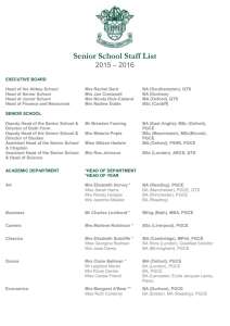Senior School Staff List