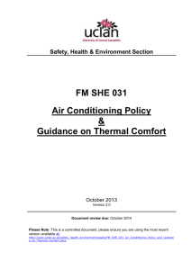 Thermal Comfort Issues - University of Central Lancashire