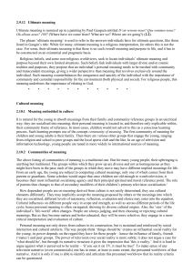 Handout on ultimate meanings. Community meanings, political