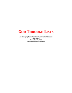 "god Through Lists:" A Mini-ethnography Of Moorhead`s Jehovah`s