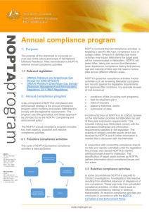 Annual compliance program - National Offshore Petroleum Titles
