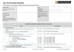 Gas Pre-Purchase Checklist - Health, Safety and Emergency