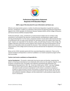 Professional Dispositions Statement