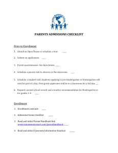 Parents Admissions Checklist