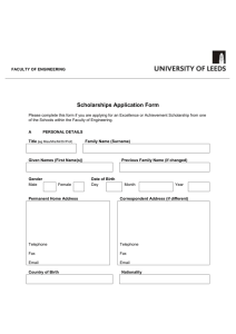 Scholarships Application Form - Faculty of Engineering