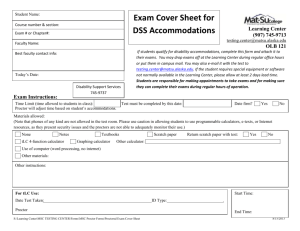 Exam Cover Sheet for DSS Accommodations - Mat