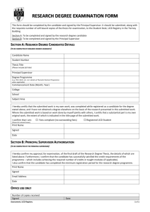 Research Degree Examination Form