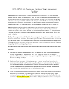 Debate sample assignment guidelines for weight management course