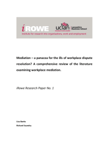 Benefits of workplace mediation - University of Central Lancashire