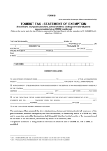 tourist tax - statement of exemption