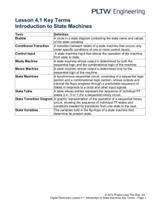 Lesson 4.1 Key Terms Introduction to State Machines
